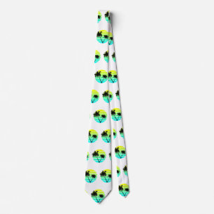 Retro Beach Palm Trees Tie