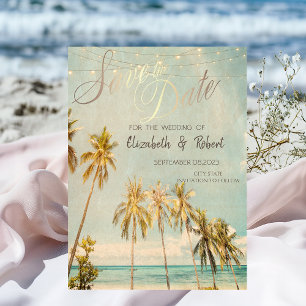 Retro Beach Palms Save The Date