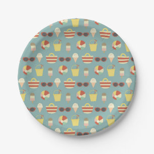 Retro Beach Party Summer Birthday Paper Plate