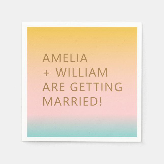 Retro Beach Pastels Gradient Unique Bright Wedding Napkin (Front)