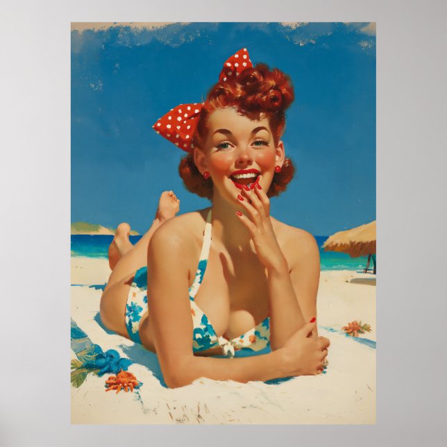 Retro Beach Pin Up Poster (Front)
