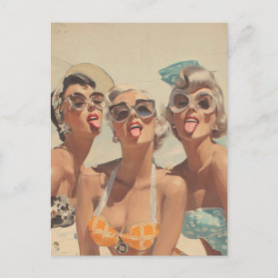 Retro Beach Pin-Up Vibes Postcard