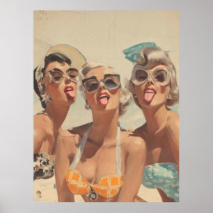 Retro Beach Pin-Up Vibes Poster