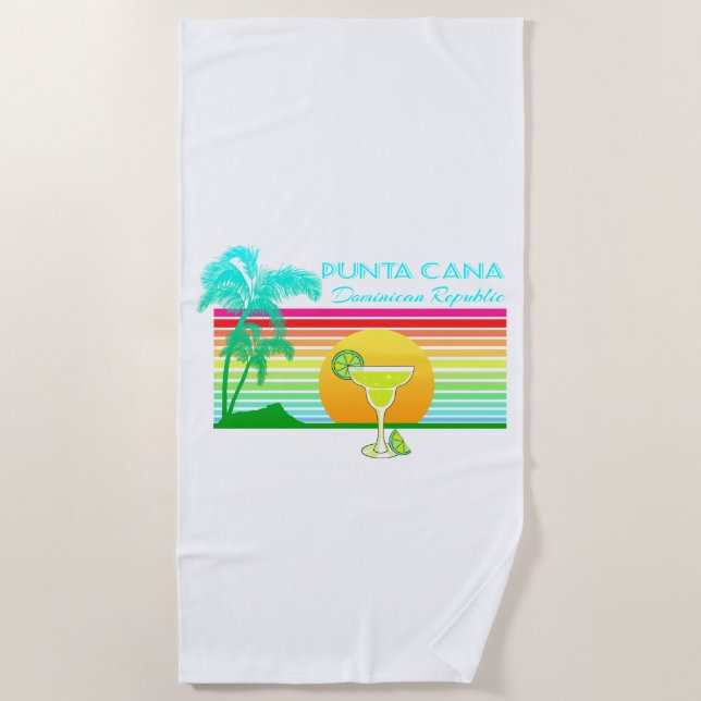Retro Beach Punta Cana Margarita Beach Towel (Front)
