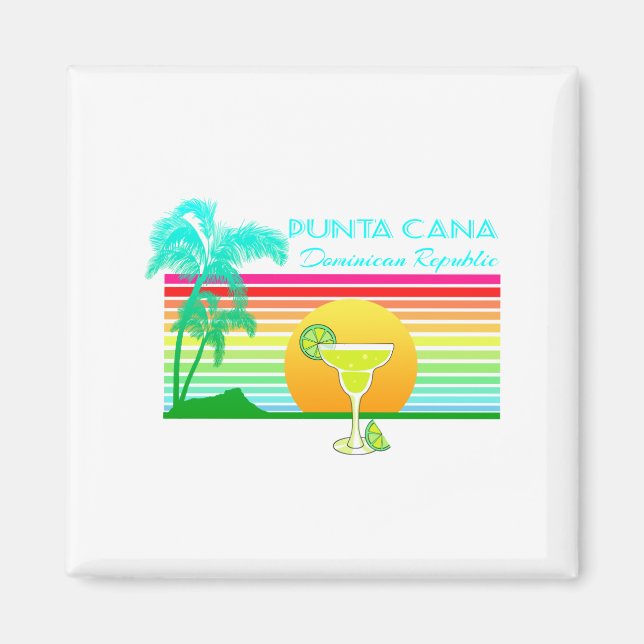 Retro Beach Punta Cana Margarita Magnet (Front)