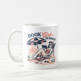 Retro Beach Reading Book Girl Summer Coffee Mug