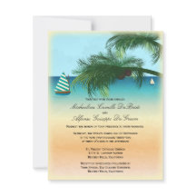 Retro Beach Scene Formal Wedding Invite