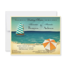 Retro Beach Scene Wedding Shower Invitation