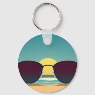 Retro Beach Sunglasses and Sun Key Ring