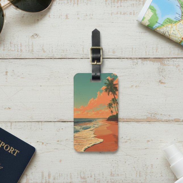Retro Beach Travel Seascape Outdoors  Luggage Tag (Creator Uploaded)