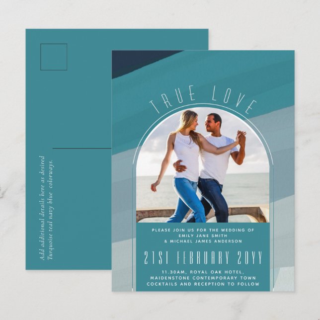 RETRO Beach Vibe Wedding Stationery PHOTO Postcard (Front/Back)