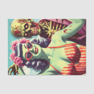 Retro Beach Zombie Pin-Up Tissue Paper