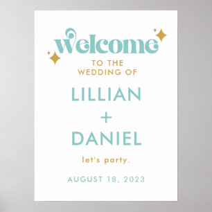 Retro Beachy Palette Wedding Welcome Sign