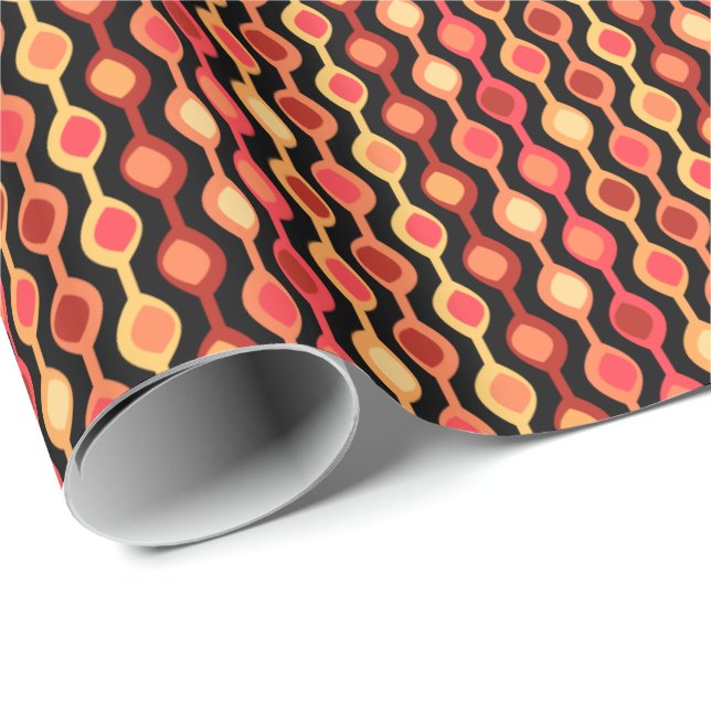 Retro Bead Pattern Yellow Orange Wrapping Paper (Roll Corner)