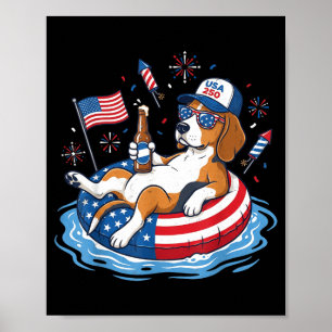 Retro beagle beer usa 250th anniversary 4th of poster
