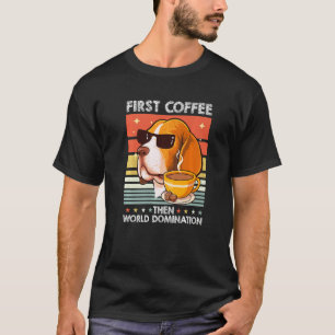 Retro Beagle Sunglasses Coffee Pet Dog Breed Vinta T-Shirt