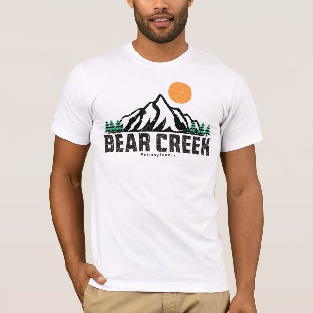 Retro Bear Creek Ski Sunset T-Shirt (Front)