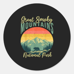 Retro bear great smoky mountain national park classic round sticker