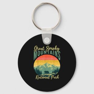 Retro bear great smoky mountain national park key ring