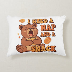 Retro Bear Nap and Snack Rectangular Pillow