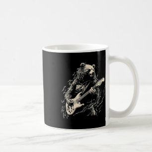 Retro Bear Playing Bass Guitar Bear Guitarist Musi Coffee Mug