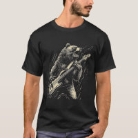 Retro Bear Playing Bass Guitar Bear Guitarist Musi