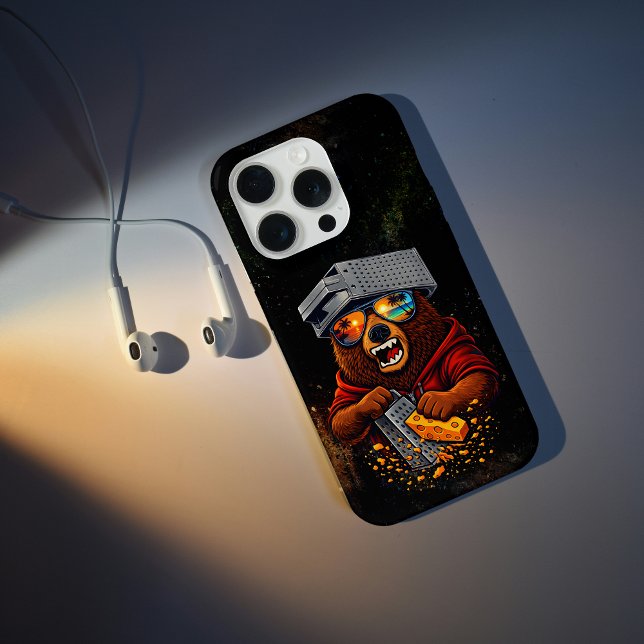 Retro Bear With Cheese Grater Hat and Sunglasses iPhone Case (Creator Uploaded)