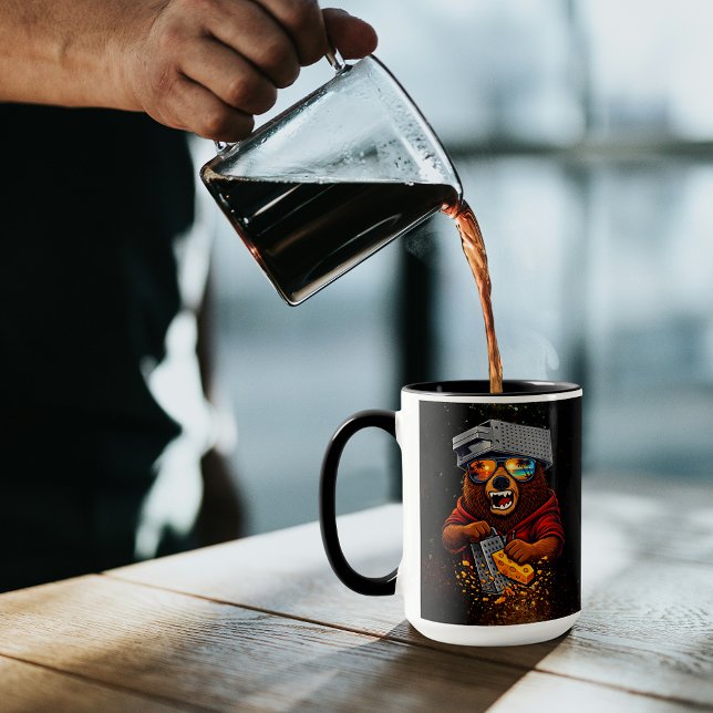 Retro Bear With Cheese Grater Hat and Sunglasses Mug (Creator Uploaded)