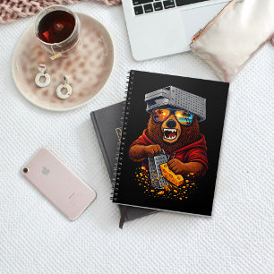 Retro Bear With Cheese Grater Hat and Sunglasses Notebook
