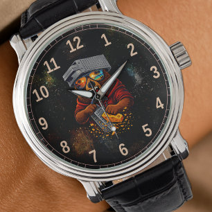 Retro Bear With Cheese Grater Hat and Sunglasses Watch