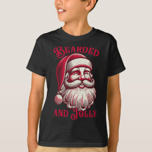 Retro Bearded And Jolly Christmas Funny Santa Face T-Shirt