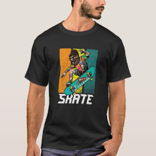 Retro Bearded Skateboarder Hipster Longboard Skate T-Shirt
