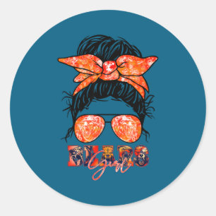 Retro Bears Girl Messy Bun Srts Team Matching Appa Classic Round Sticker