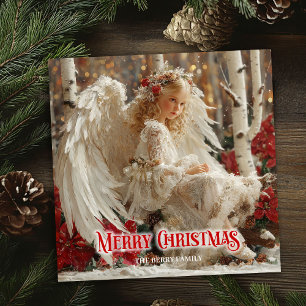 Retro beautiful angel printable holiday greeting