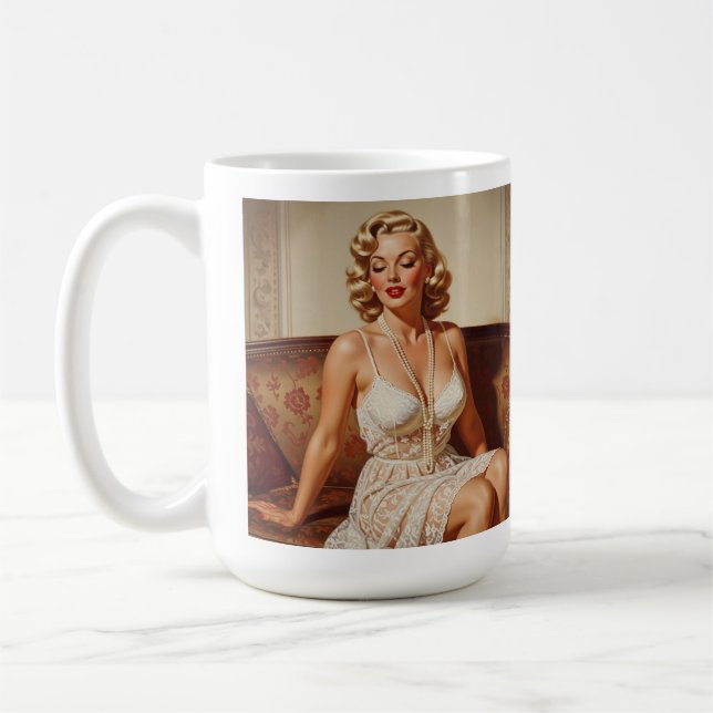 Retro Beautiful Blonde 50's Style Coffee Mug (Left)
