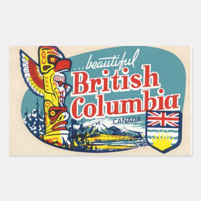 Retro Beautiful British Columbia Canada Sticker (Front)