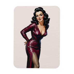 Retro Beautiful Brunette Old Hollywood Glamour Art Magnet