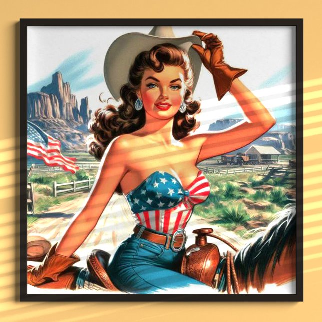 Retro Beautiful Cowgirl Pin Up Poster (Creator Uploaded)