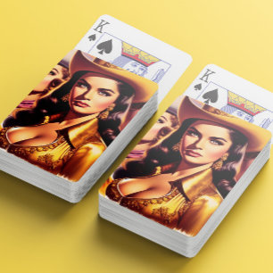 Retro Beautiful Cowgirls Playing Cards