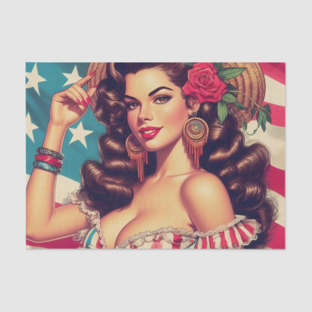 Retro Beautiful Woman Painting Tissue Paper (Front)