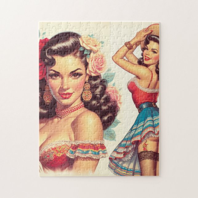Retro Beauty Mexican Woman Jigsaw Puzzle (Vertical)
