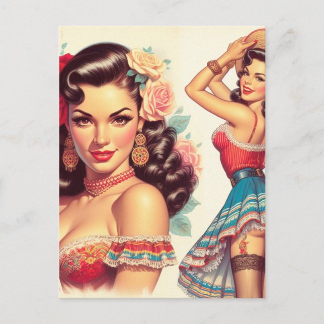 Retro Beauty Mexican Woman Postcard (Front)