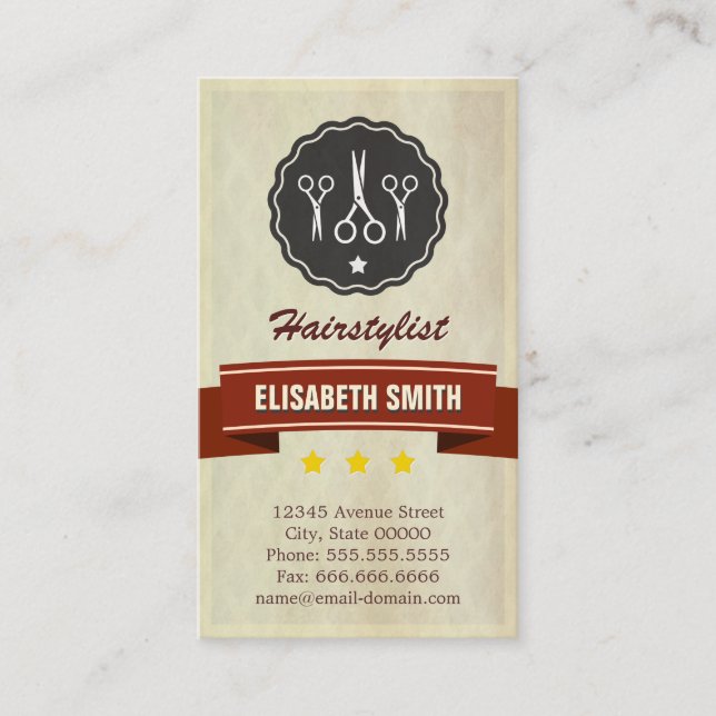 Retro Beauty Salon - Hair Stylist Business Card (Front)