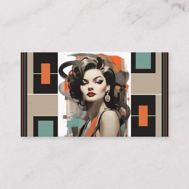 Retro Beauty Salon Hairstylist Cosmetics Industry Business Card (Front)