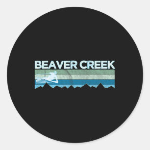 Retro Beaver Creek, Colorado Distressed Skiing Classic Round Sticker