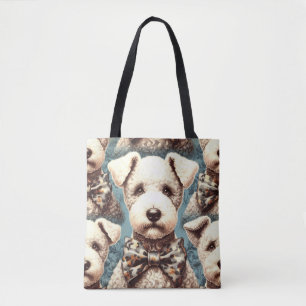 Retro Bedlington Terrier Illustration Tote Bag