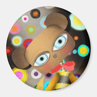 Retro Bee Bear Magnet