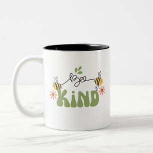 Retro "Bee Kind" Coffee Mug, Great gifts  Two-Tone Coffee Mug