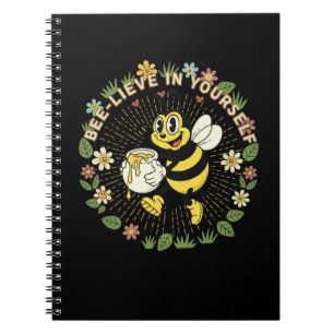 Retro Bee-lieve In Yourself Vintage Honey Bee Notebook