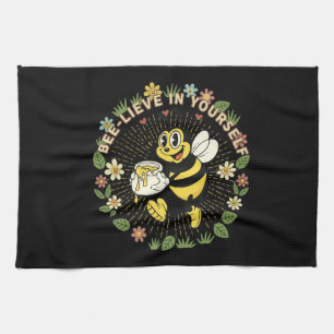 Retro Bee-lieve In Yourself Vintage Honey Bee Tea Towel